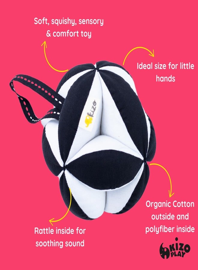 Kizoplay Montessori Black and White Ball, Newborn Visual stiumation, Travel Friendly, Gift - Image 3